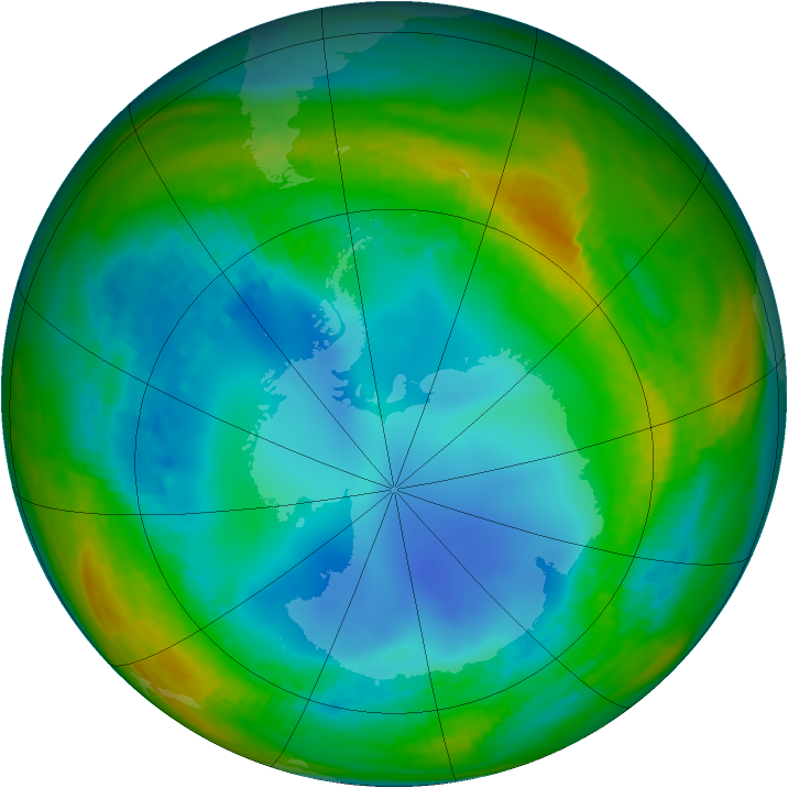 Antarctic ozone map for 26 July 1991